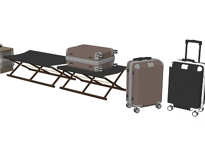 Various Travel Suitcases With Wheels And Telescopic Handles In Different Colors 3d model