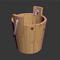 Wooden Bucket With Natural Wood Grain And Rope Handles For Daily Living