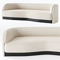 Modern Beige Upholstered Sectional Sofa With Curved Arms And Black Base 3d model