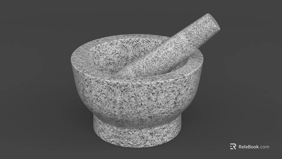 Sturdy Granite Mortar And Pestle Kitchen Tool For Grinding Spices And Ingredients 3d model 