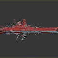 Red Naval Water Transport Vessel With Detailed Deck Equipment And Metallic Design