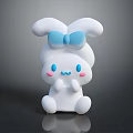 Cute White Rabbit Character With Blue Bow Pink Blush And Smooth Surface Reflection 3d model