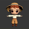 Cute 3D Boy Character With Straw Hat Red Hair White Shirt And Outstretched Arms