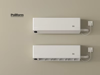 White Wall Mounted Air Cooler Fans With Modern Sleek Design And Double Units 3d model