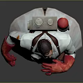 Medical Character In White Robe With Red Cross Backpack Walking