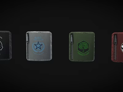 Assorted Color Leather Wallets With Various Embroidered Patterns And Unique Designs 3d model