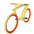 Yellow Bicycle With Modern Sleek Frame And Red Inner Yellow Outer Wheels