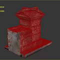 Ancient Stone Architectural Structure with Square Base and Tiered Roof Featuring Weathered Surface and Moss