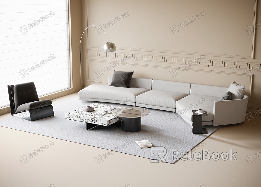 Modern sofa coffee table combination model