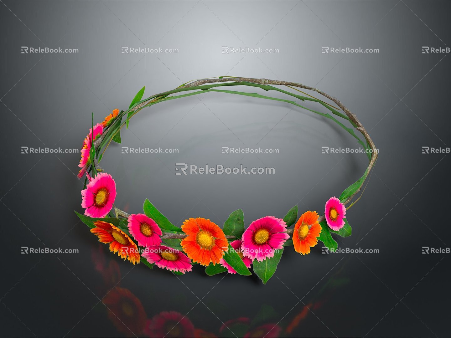 Wreath Rattan Wreath Leaves Wreath Branches Wreath Rattan Green Vine Plant Supplies 3d model