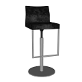 Black Leather Bar Stools With Adjustable Metal Frame And Round Base
