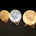 Moon Shaped Floor Lamps With Various Designs And Golden Triangle Bases