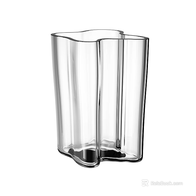 Clear Glass Decorative Ornament Set With Modern Unique Shape Design 3d model 