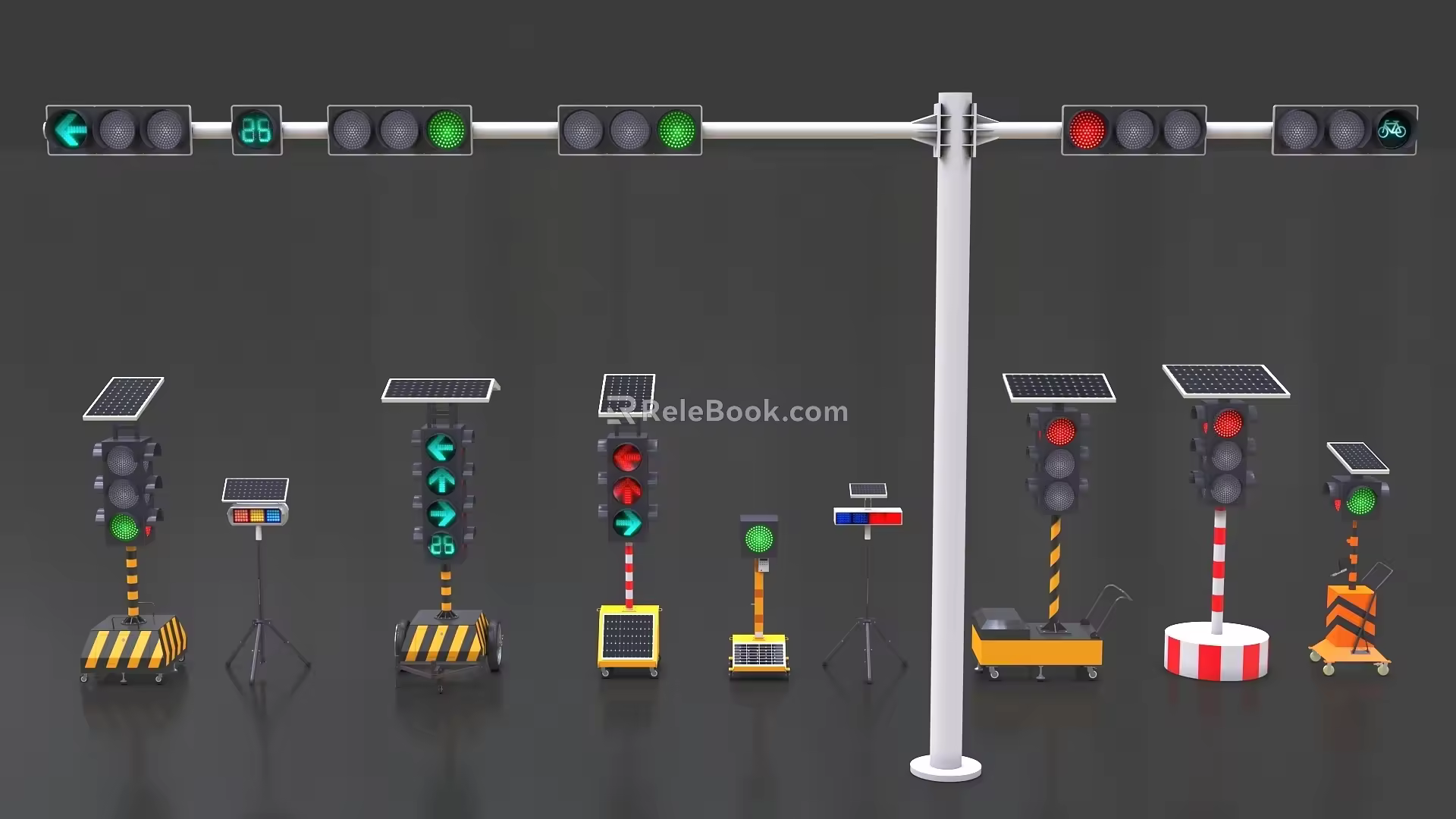 Signal light traffic light mobile traffic light temporary street light direction indicator solar mobile street light 3d model