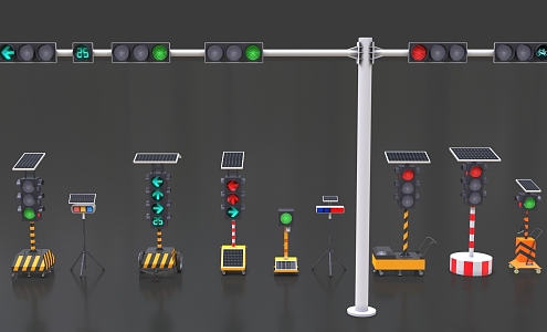 Signal light traffic light mobile traffic light temporary street light direction indicator solar mobile street light 3d model