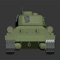 Green Military 3D Tank Model with Turret Cannon Tracks on Dark Background