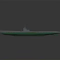Shiny Green And Silver Submarine Model With Streamlined Hull And Conning Tower 3d model