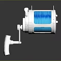 Dog Leash Reel Device With White Body And Blue Inner Component