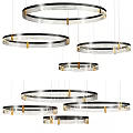 Multiple Modern Circular Chandeliers With Metal Frame And Glass Elements For Interior Design 3d model