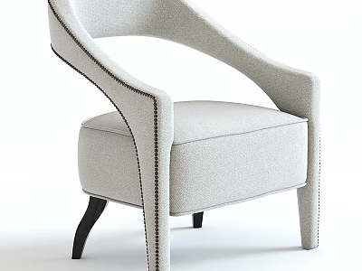 Modern Light Gray Fabric Accent Chair With Stitched Armrests And Black Legs 3d model