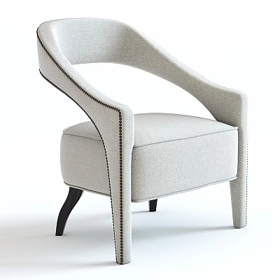 Modern Light Gray Fabric Accent Chair With Stitched Armrests And Black Legs 3d model