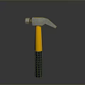 Sturdy Hammer With Yellow Handle Black Grip Silver Head And Hole Design