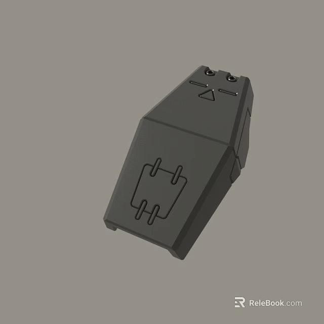 Practical Gray Electronic Switch Component With Circuit Symbol And Dual Top Holes 3d model