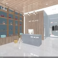 Modern Clothing Store with Hanging Clothes Display Tables Shoes Bags and Bright Interior
