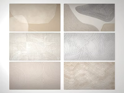 Modern Square Rugs With Abstract Geometric Wave Patterns In Neutral Beige Gray White Tones 3d model