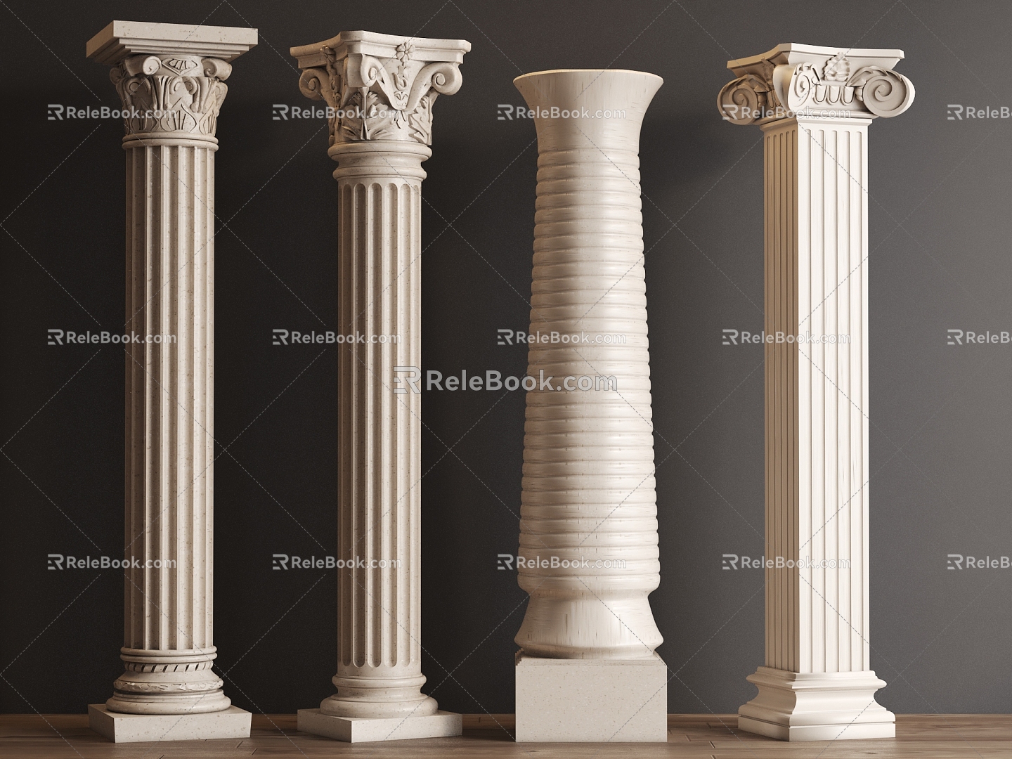 European Column Roman Column Cylindrical Square Column 3d model