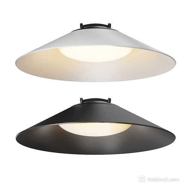 Modern Minimalist Black And White Pendant Lights With Conical Shade And Warm Glow 3d model 