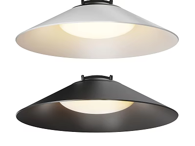 Modern Minimalist Black And White Pendant Lights With Conical Shade And Warm Glow 3d model