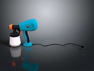 Practical Blue Electric Spray Gun With White Container And Black Cable For Household Use 3d model