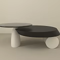 Modern Minimalist Coffee Table With Black Round Top And White Cylindrical Base 3d model