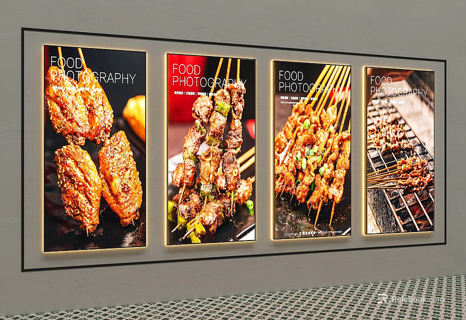 Elegant Decorative Lights Enhancing Food Photography Prints For Wall Decoration 3d model 