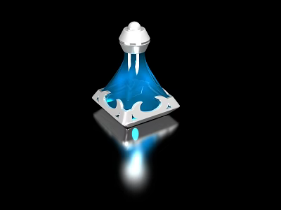 Cartoon Style Blue Decorative Object With White Top And Glowing Body On Black Background 3d model