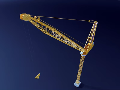 Golden Tower Crane Engineering Vehicle With Steel Frame Lifting Heavy Load 3d model