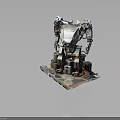 3D Mechanical Robot Character With Biomechanical Design And Rusty Industrial Base 3d model