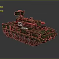 Green Armored Military Vehicle With Tracked Chassis And Turret Weapon System Design
