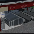 Zhujiang New Town Modern Subway Station with Escalators Glass Railings and Entrance Roof Structure