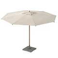 Outdoor Sunshade Umbrella With Wooden Frame Beige Fabric And Stable Base