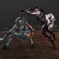 Mythical Characters And Spiked Creatures In Dynamic Combat Poses With Glowing Features On Rocky Terrain 3d model