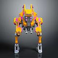 Yellow And Pink Mechanical Robot Creature With Futuristic Four Legged Structure 3d model