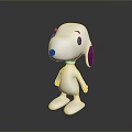 White Cartoon Character Snoopy With Black Ears In Standing Pose