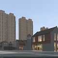 Vibrant Commercial Street With Traditional Modern Architecture Pedestrians Stone Paved Road And Outdoor Seats