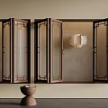 Elegant Carved Lattice Windows Interior Design With Wooden Frame And Hanging Lantern