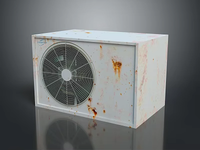 White Air Conditioner Fan Unit Featuring Rusty Spots And Front Vent Grille 3d model