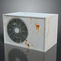 White Air Conditioner Fan Unit Featuring Rusty Spots And Front Vent Grille 3d model