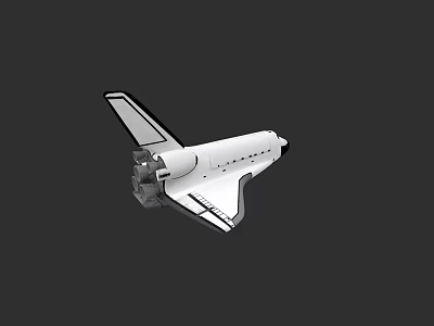 White Space Shuttle 3D Model With Detailed Wings And Dark Background 3d model