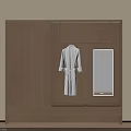 Modern Wooden Wardrobe With Hanging Rod Full Length Mirror Cushioned Seat And Storage Drawers